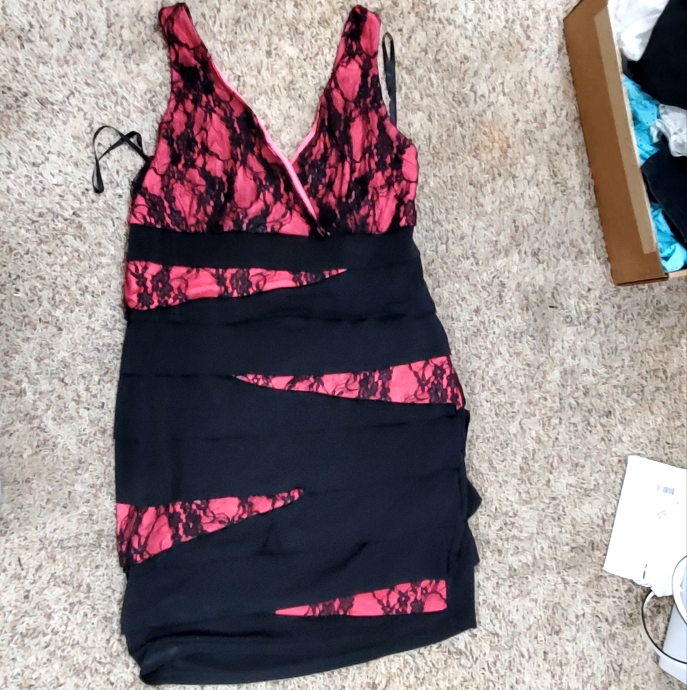 Torrid size 1  black and pink lace dress
